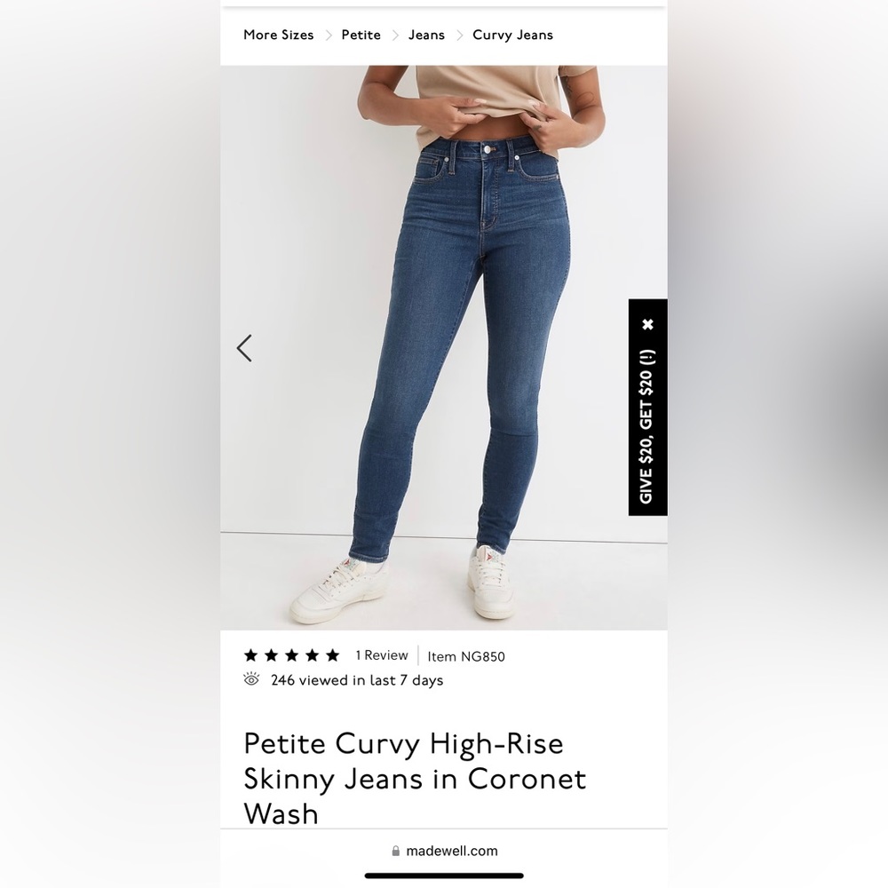 Madewell Curvy High-rise Skinny jeans size 26 petite